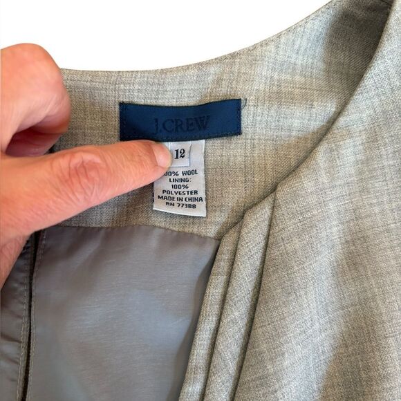 J Crew Wool Dress Gray Knee Length Draped Neck Womens Size 12 - Picture 6 of 8